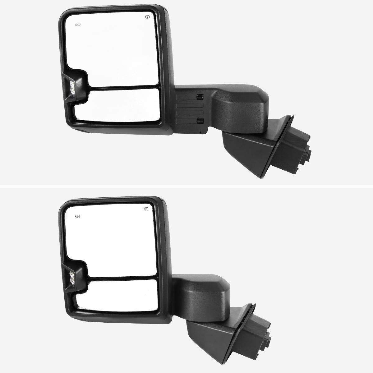 2019-2025 GMC Sierra 1500 Power Adjustable, Heated, & Manual Extendable Black Towing Mirrors w/ Clear Lens LED Turn Signal & Clearance Lights