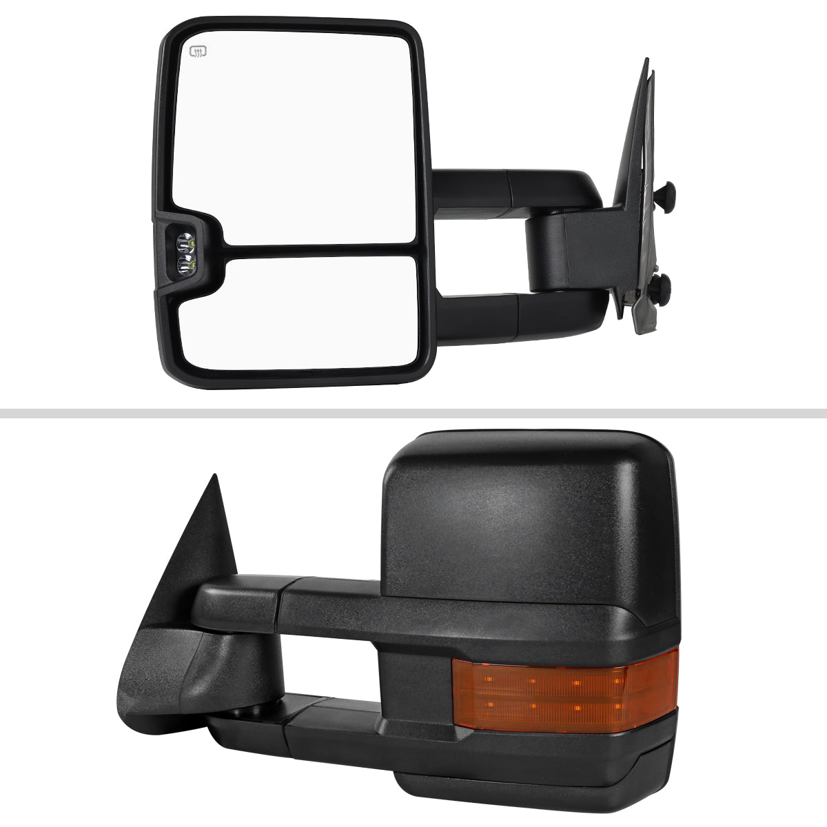 2002-2007 Chevrolet Silverado/Suburban/Tahoe/Avalanche GMC Sierra/Yukon/Yukon XL Power Heated Towing Mirrors w/ Amber Lens LED Turn Signal & Clearance Lights