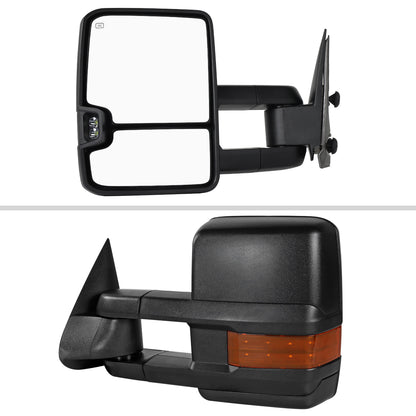 2002-2007 Chevrolet Silverado/Suburban/Tahoe/Avalanche GMC Sierra/Yukon/Yukon XL Power Heated Towing Mirrors w/ Amber Lens LED Turn Signal & Clearance Lights