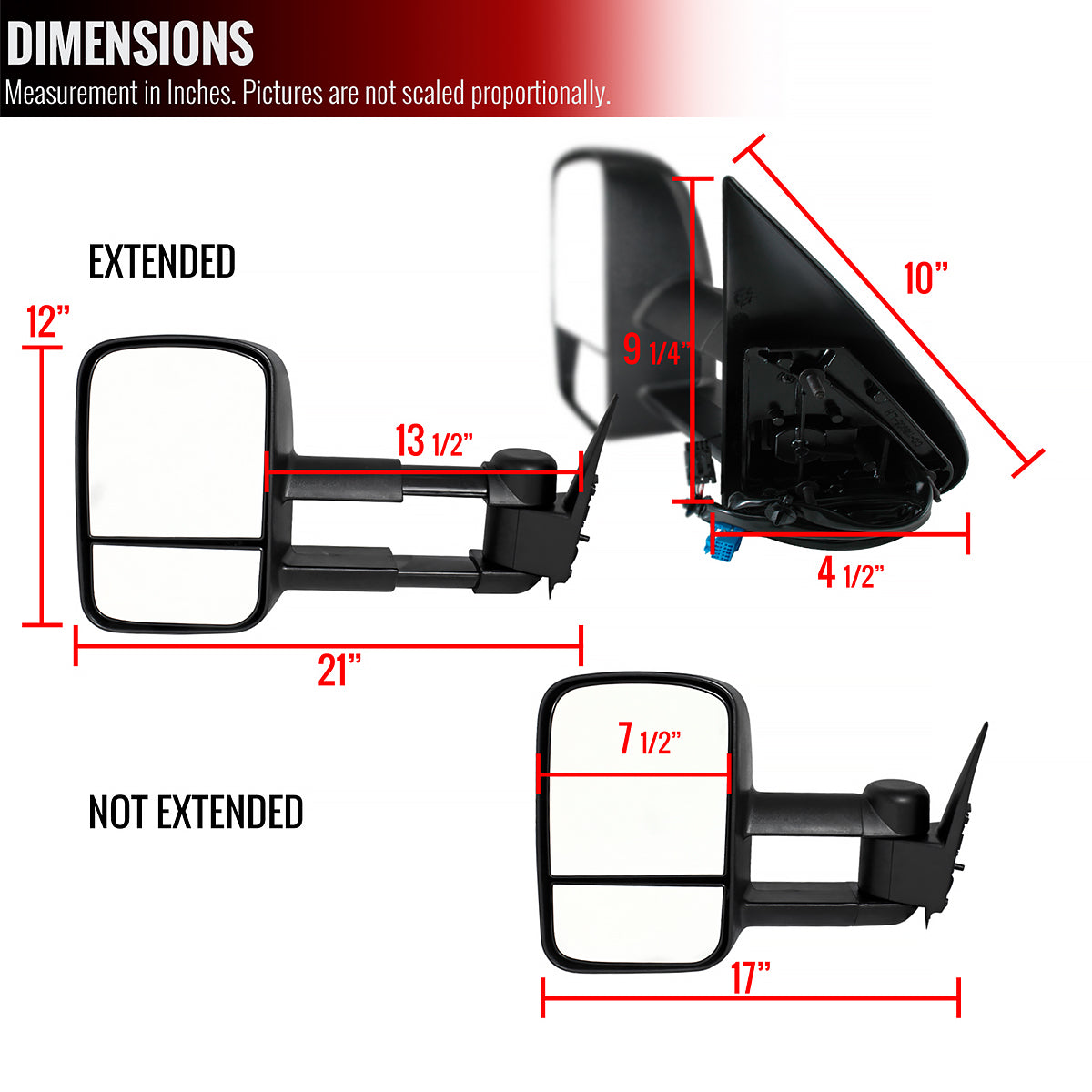 2003-2007 Chevrolet Silverado/GMC Sierra Power Adjustable, Heated, Manual Extendable Towing Mirrors