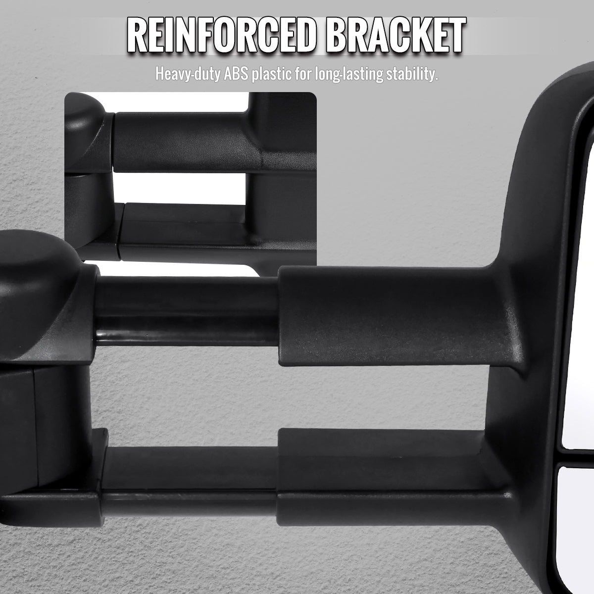 2007-2014 Chevrolet Silverado/Avalanche/Tahoe GMC Sierra/Yukon/Yukon XL Manual Adjustable & Extendable Black Towing Mirrors