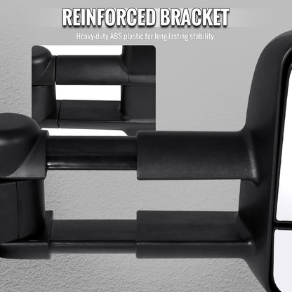 2007-2014 Chevrolet Silverado/Avalanche/Tahoe GMC Sierra/Yukon/Yukon XL Manual Adjustable & Extendable Black Towing Mirrors