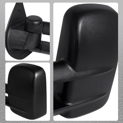 2007-2014 Chevrolet Silverado/Avalanche/Tahoe GMC Sierra/Yukon/Yukon XL Manual Adjustable & Extendable Black Towing Mirrors