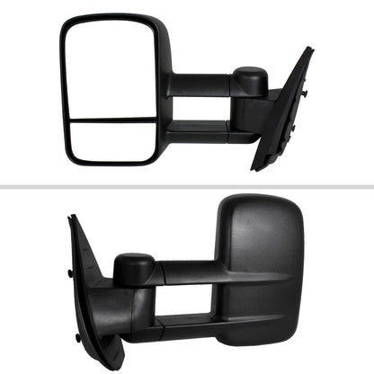 2007-2014 Chevrolet Silverado/Avalanche/Tahoe GMC Sierra/Yukon/Yukon XL Manual Adjustable & Extendable Black Towing Mirrors