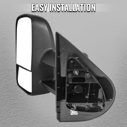 2007-2014 Chevrolet Silverado / Avalanche / Tahoe GMC Sierra / Yukon / Yukon XL Black Manual Adjustable & Extendable Towing Mirrors