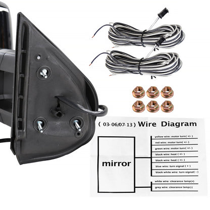 2007-2014 Chevrolet Silverado/Suburban GMC Sierra/Yukon/Yukon XL Power Adjustable, Heated, & Manual Extendable Chrome Towing Mirrors w/ LED Turn Signal & Clearance Lights