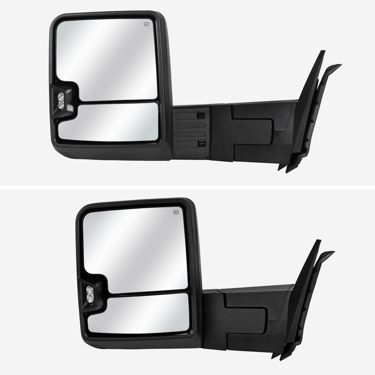 2007-2013 GMC Sierra Silverado 1500 Power Adjustable, Heated, & Manual Extendable Towing Mirrors w/ Smoked Lens LED DRL, Turn Signal and Clearance Lights