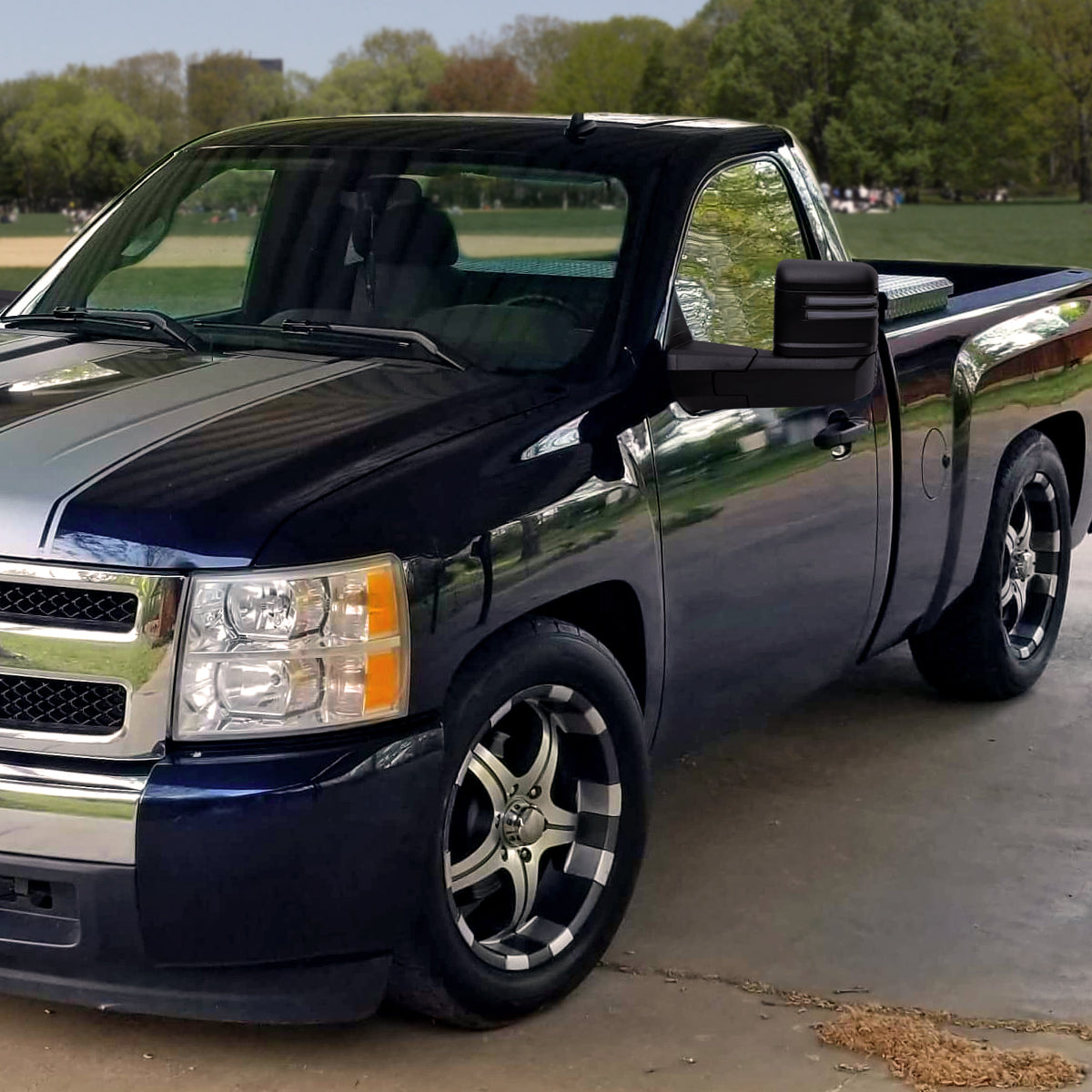 2007-2013 GMC Sierra Silverado 1500 Power Adjustable, Heated, & Manual Extendable Towing Mirrors w/ Smoked Lens LED DRL, Turn Signal and Clearance Lights