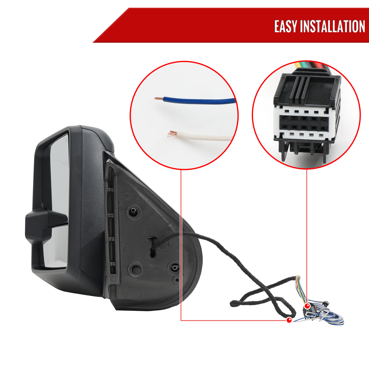 2007-2013 GMC Sierra Silverado 1500 Power Adjustable, Heated, & Manual Extendable Towing Mirrors w/ Clear Lens LED DRL, Turn Signal and Clearance Lights