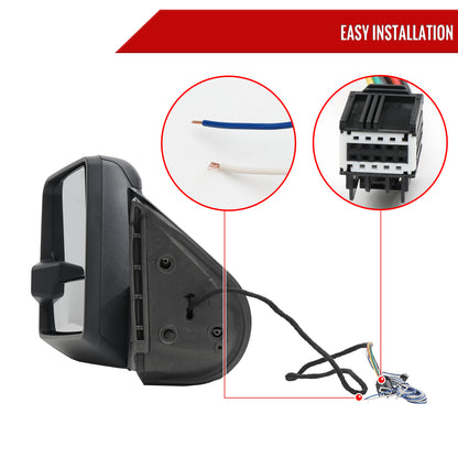 2007-2013 GMC Sierra Silverado 1500 Power Adjustable, Heated, & Manual Extendable Towing Mirrors w/ Clear Lens LED DRL, Turn Signal and Clearance Lights