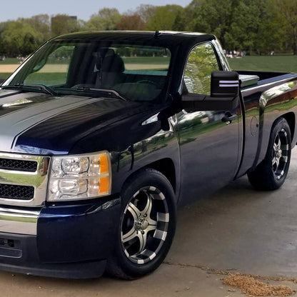 2007-2013 GMC Sierra Silverado 1500 Power Adjustable, Heated, & Manual Extendable Towing Mirrors w/ Clear Lens LED DRL, Turn Signal and Clearance Lights