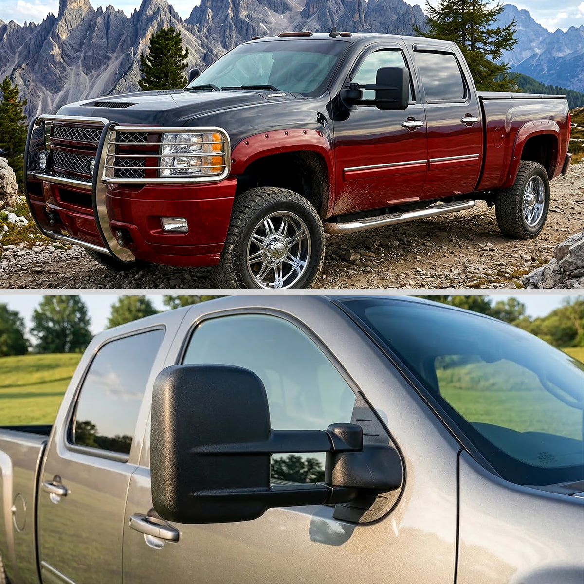 2007-2013 Chevrolet Silverado / Suburban / Avalanche / Tahoe GMC Sierra / Yukon / Yukon XL Power Adjustable Manual Extenable Heated Towing Mirrors