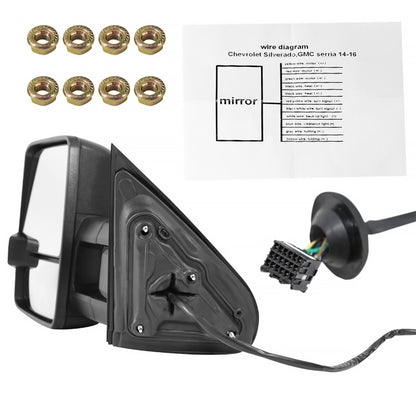 2014-2018 Chevrolet Silverado/ GMC Sierra Power Adjustable, Folding, Heated, & Manual Extendable Chrome Towing Mirrors w/ LED Turn Signal & Clearance Lights