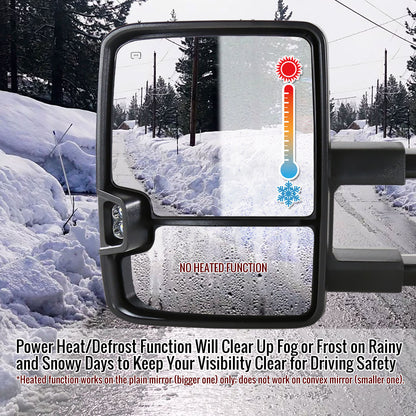 2014-2018 Chevrolet Silverado/ GMC Sierra Power Adjustable, Folding, Heated, & Manual Extendable Towing Mirrors w/ Smoked Lens LED Turn Signal & Clearance Lights