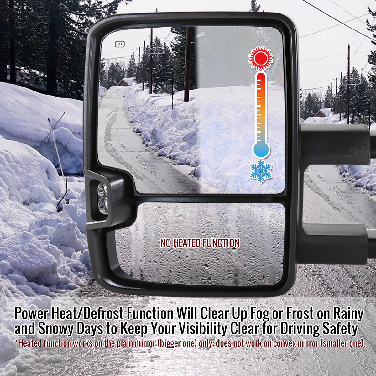 2014-2018 Chevrolet Silverado/GMC Sierra Power Heated Manual Extendable Chrome Towing Mirrors w/ Amber Lens LED Turn Signal & Clearance Lights
