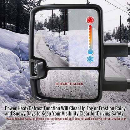 2014-2018 Chevrolet Silverado/GMC Sierra Power Heated Manual Extendable Chrome Towing Mirrors w/ Amber Lens LED Turn Signal & Clearance Lights