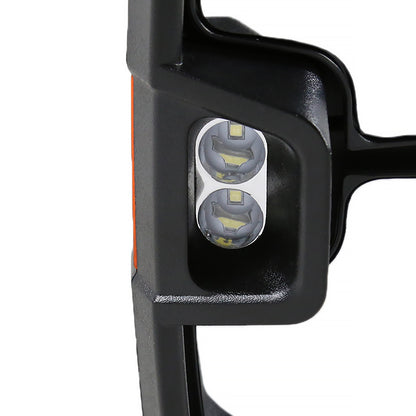 2014-2018 Chevrolet Silverado/ GMC Sierra Power Adjustable, Folding, Heated, & Manual Extendable Black Side Mirrors w/ Amber Lens LED Turn Signal & Clearance Lights