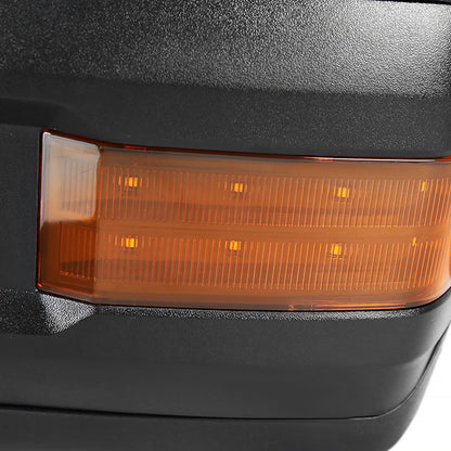 2014-2018 Chevrolet Silverado/ GMC Sierra Power Adjustable, Folding, Heated, & Manual Extendable Black Side Mirrors w/ Amber Lens LED Turn Signal & Clearance Lights
