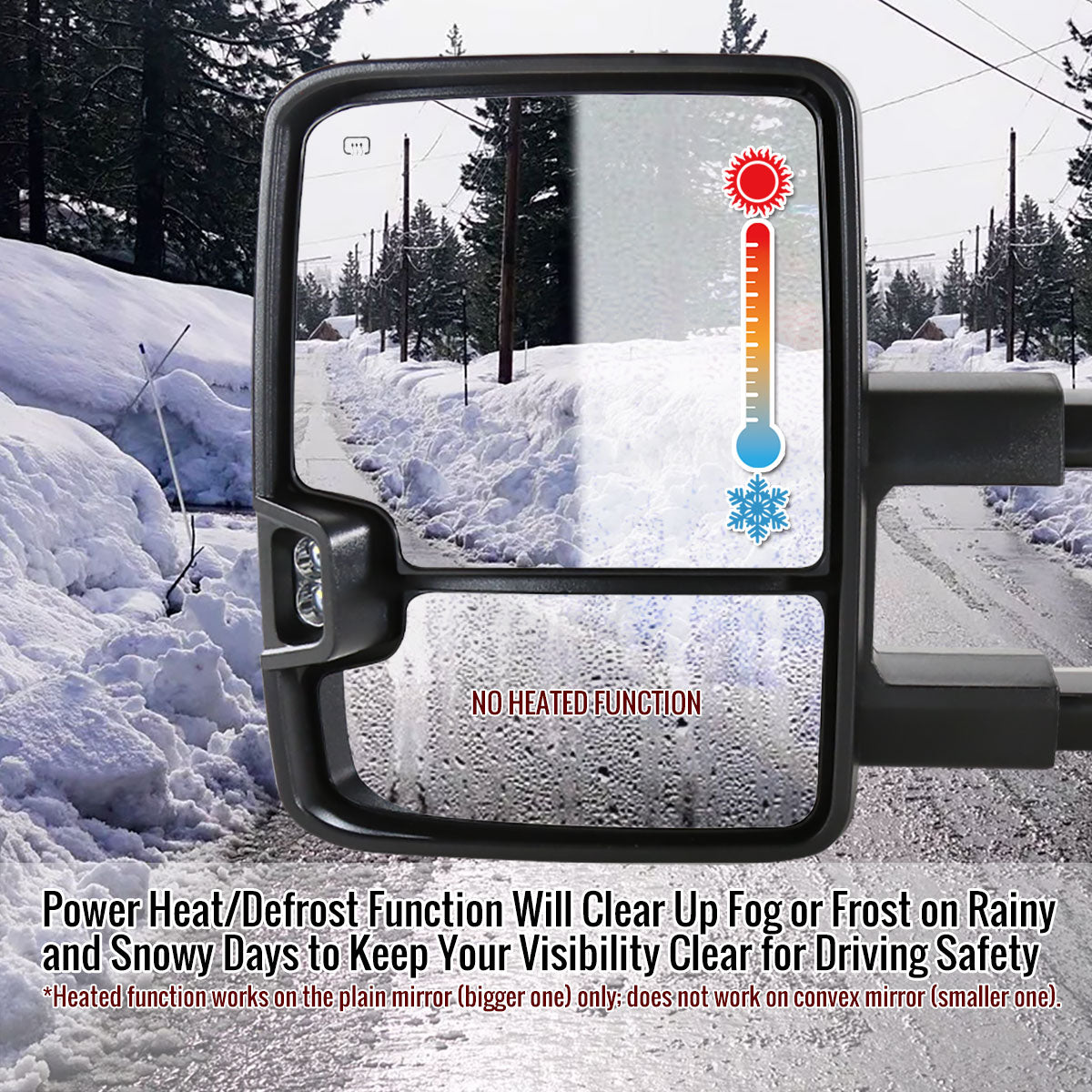 2014-2018 Chevrolet Silverado/ GMC Sierra Power Adjustable, Folding, Heated, & Manual Extendable Black Side Mirrors w/ Amber Lens LED Turn Signal & Clearance Lights