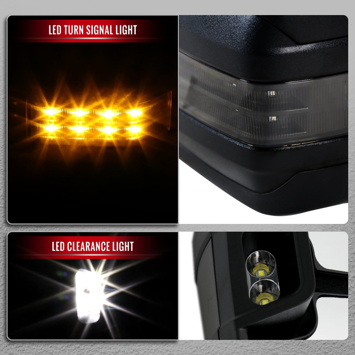 2014-2018 Chevrolet Silverado/GMC Sierra Power Adjustable, Heated, & Manual Extendable Towing Mirrors w/ Smoked Lens LED Signal & Clearance Lights