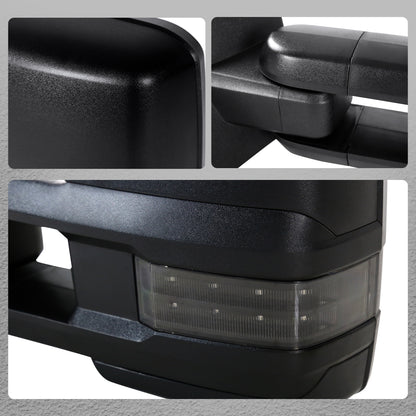 2014-2018 Chevrolet Silverado/GMC Sierra Power Adjustable, Heated, & Manual Extendable Towing Mirrors w/ Smoked Lens LED Signal & Clearance Lights