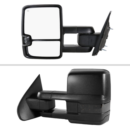 2014-2018 Chevrolet Silverado/GMC Sierra Power Adjustable, Heated, & Manual Extendable Towing Mirrors w/ Smoked Lens LED Signal & Clearance Lights