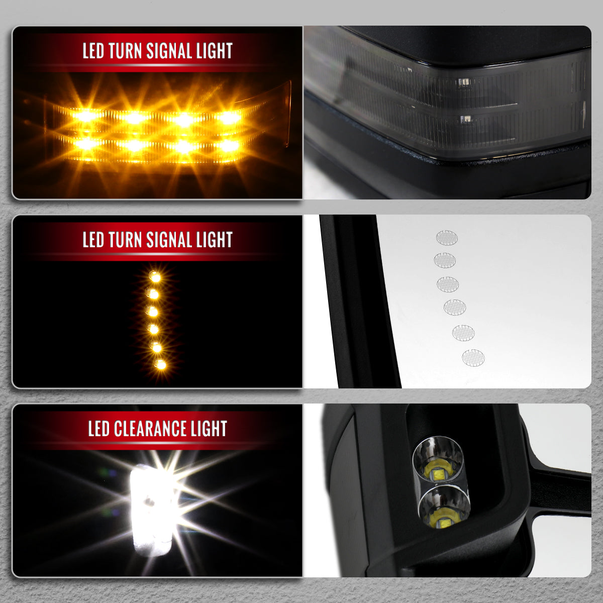 2014-2018 Chevrolet Silverado / GMC Sierra Power Adjustable, Heated, & Manual Extendable Towing Mirrors w/ Smoked Lens LED Signal & Clearance Lights
