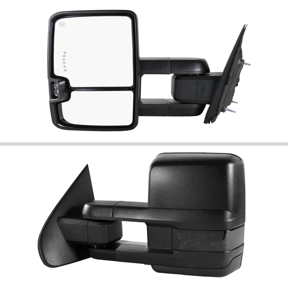 2014-2018 Chevrolet Silverado / GMC Sierra Power Adjustable, Heated, & Manual Extendable Towing Mirrors w/ Smoked Lens LED Signal & Clearance Lights