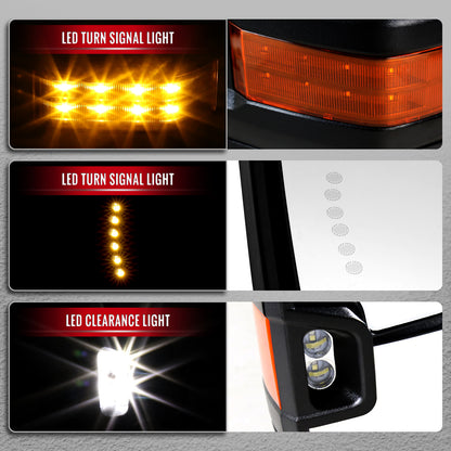 2014-2018 Chevrolet Silverado / GMC Sierra Power Heated Manual Extendable Towing Mirrors w/ Smoked Lens LED Turn Signal & Clearance Lights