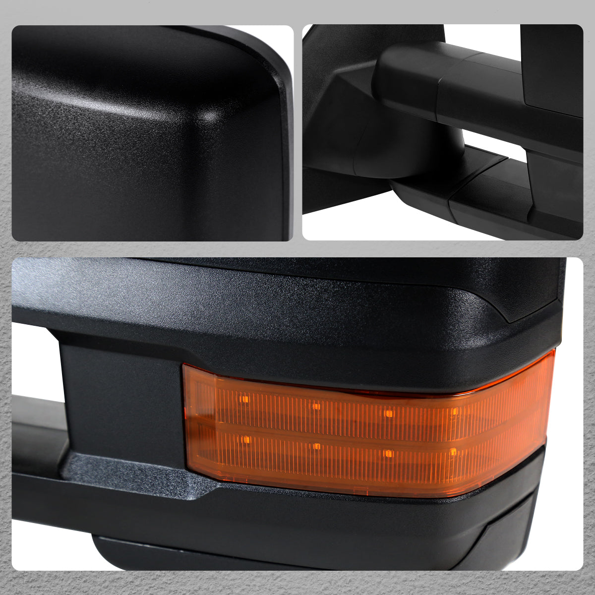 2014-2018 Chevrolet Silverado / GMC Sierra Power Heated Manual Extendable Towing Mirrors w/ Smoked Lens LED Turn Signal & Clearance Lights