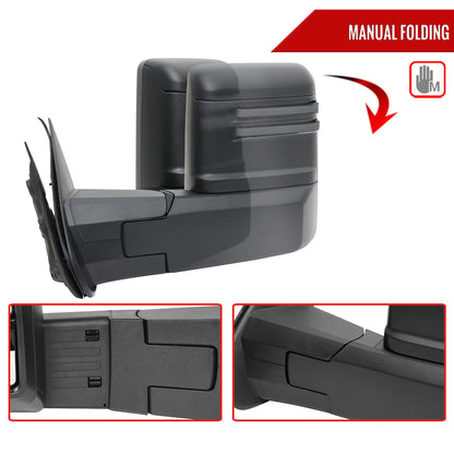 2014-2018 Silverado Sierra 1500 1500 Power Adjustable, Heated, & Manual Extendable Towing Mirrors w/ Smoked Lens LED DRL, Turn Signal and Clearance Lights