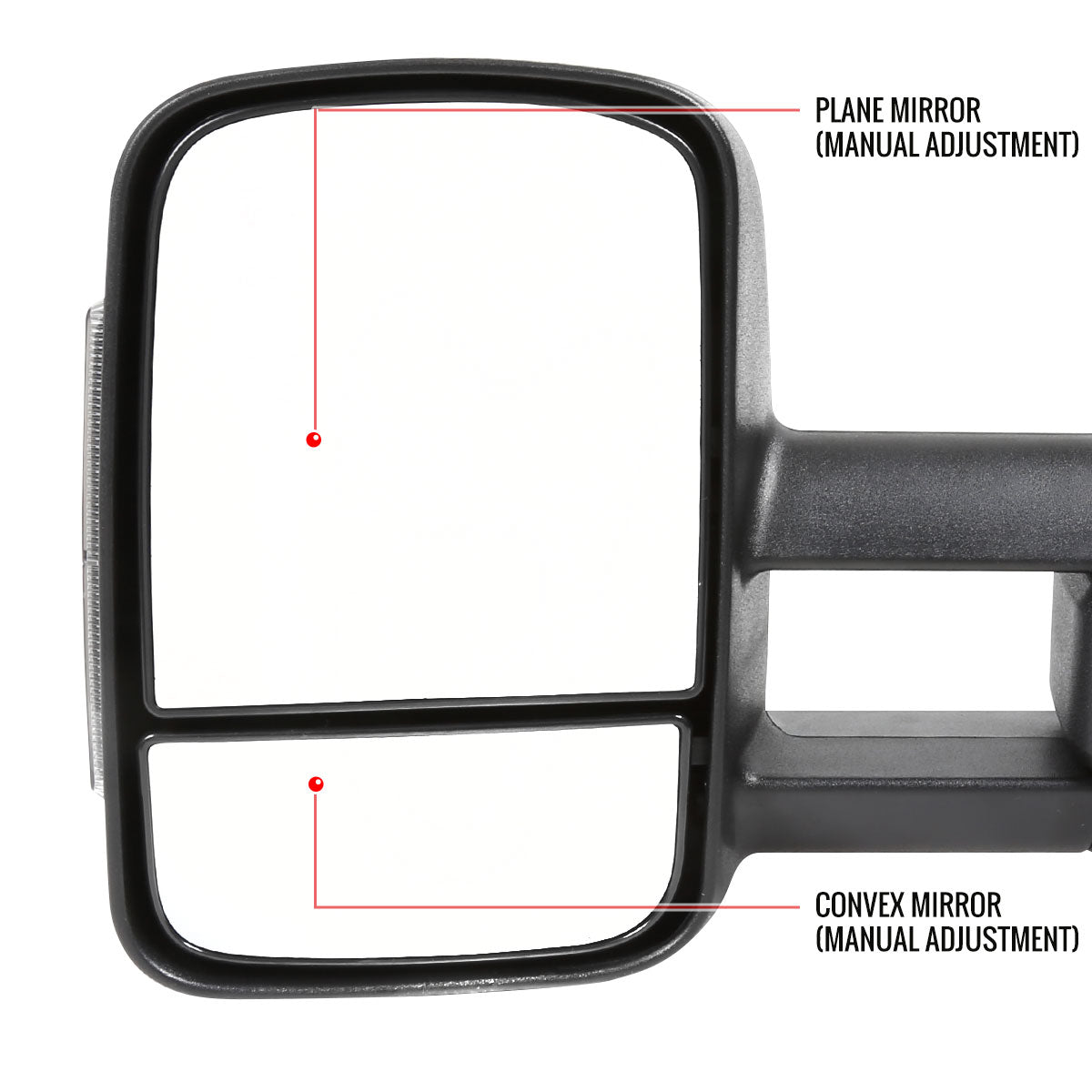2014-2018 Chevrolet Silverado/GMC Sierra Manual Adjustable & Extendable Towing Mirrors w/ Smoked Lens LED Turn Signal Lights