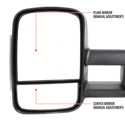 2014-2018 Chevrolet Silverado/GMC Sierra Manual Adjustable & Extendable Towing Mirrors w/ Smoked Lens LED Turn Signal Lights