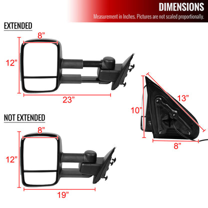 2014-2018 Chevrolet Silverado/GMC Sierra Manual Adjustable & Extendable Towing Mirrors w/ Smoked Lens LED Turn Signal Lights