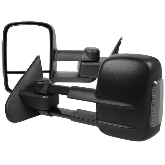 2014-2018 Chevrolet Silverado/GMC Sierra Manual Adjustable & Extendable Towing Mirrors w/ Smoked Lens LED Turn Signal Lights