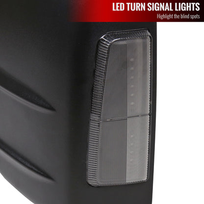 2014-2018 Chevrolet Silverado/GMC Sierra Power Heated Manual Extendable Towing Mirrors w/ Smoked Lens LED Turn Signal Lights