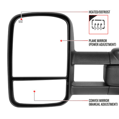 2014-2018 Chevrolet Silverado/GMC Sierra Power Heated Manual Extendable Towing Mirrors