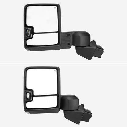 2019-2025 Chevrolet Silverado 1500 Power Adjustable, Heated, & Manual Extendable Chrome Towing Mirrors w/ Smoked Lens LED Turn Signal & Clearance Lights