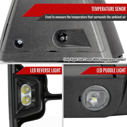 2019-2025 Chevrolet Silverado 1500 Power Adjustable, Heated, & Manual Extendable Chrome Towing Mirrors w/ Smoked Lens LED Turn Signal & Clearance Lights