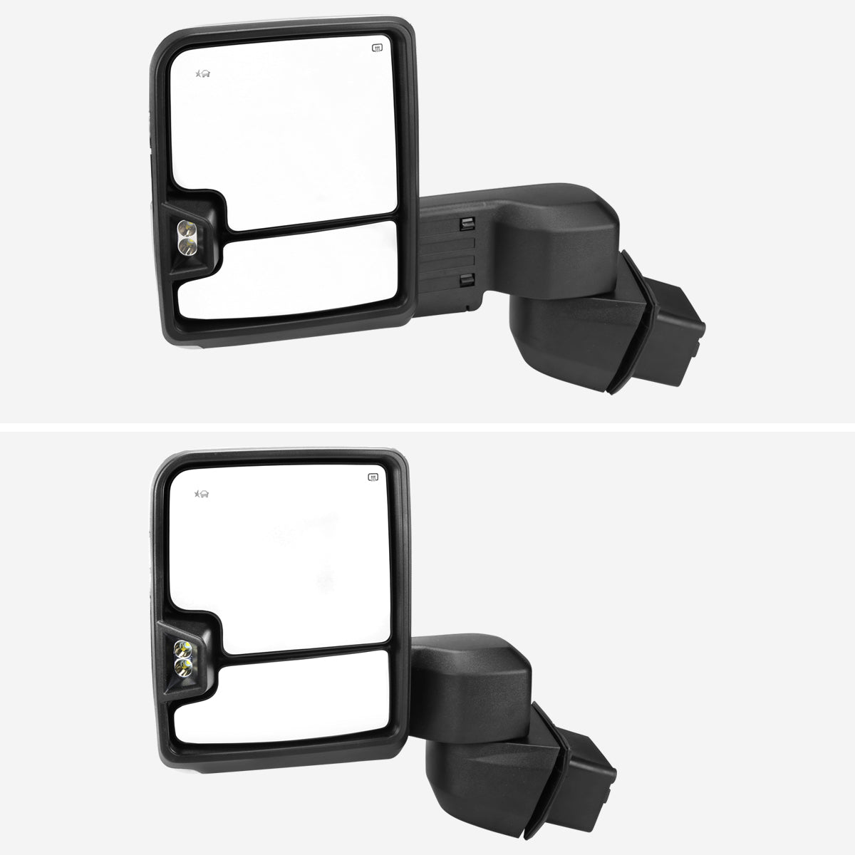 2020-2025 Chevrolet Silverado/GMC Sierra 2500HD/3500HD Power Adjustable, Heated, & Manual Extendable Chrome Towing Mirrors w/ Clear Lens LED Turn Signal & Clearance Lights