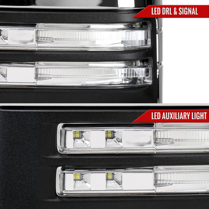 2020-2025 Chevrolet Silverado/GMC Sierra 2500HD/3500HD Power Adjustable, Heated, & Manual Extendable Chrome Towing Mirrors w/ Clear Lens LED Turn Signal & Clearance Lights