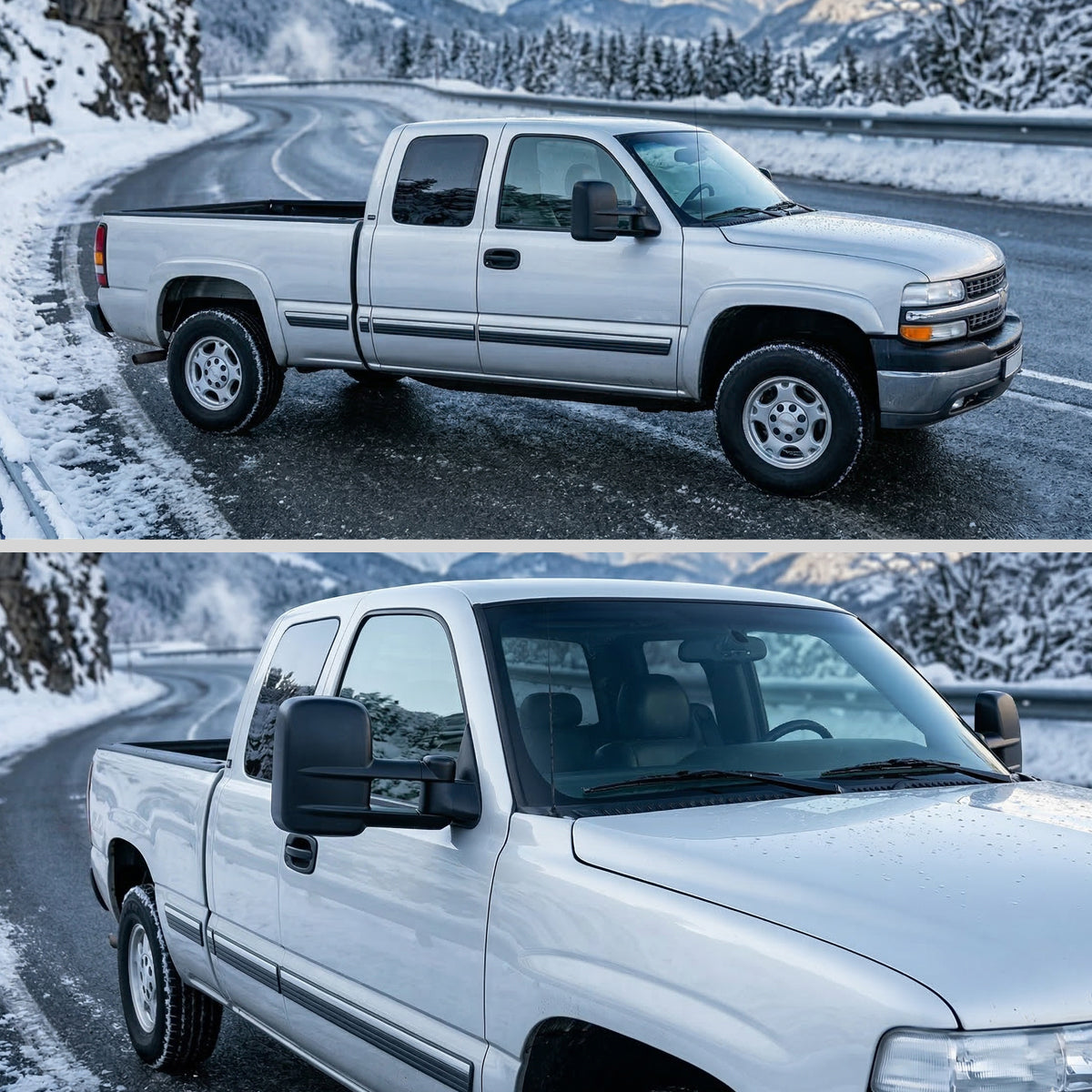 1999-2007 Chevrolet Silverado/Tahoe/Suburban GMC Sierra/Yukon XL Manual Adjustable & Extendable Black Cover Towing Mirrors