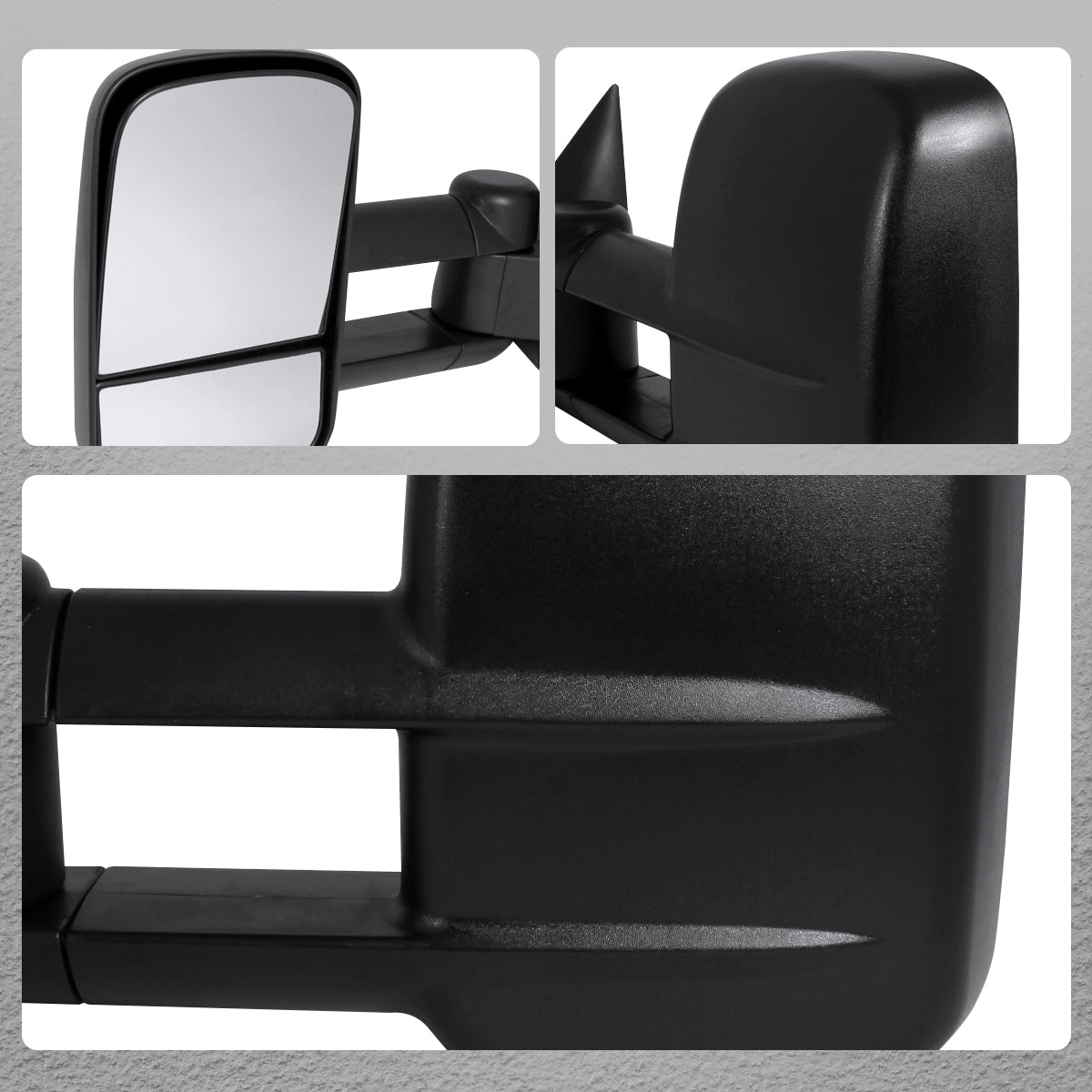 1999-2007 Chevrolet Silverado / Tahoe / Suburban / GMC Sierra / Yukon XL Black  Manual Adjustable & Extendable Black Cover Towing Mirrors