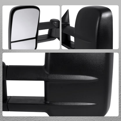 1999-2007 Chevrolet Silverado / Tahoe / Suburban / GMC Sierra / Yukon XL Black  Manual Adjustable & Extendable Black Cover Towing Mirrors