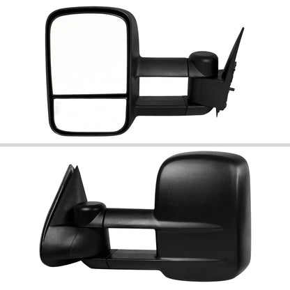 1999-2007 Chevrolet Silverado / Tahoe / Suburban / GMC Sierra / Yukon XL Black  Manual Adjustable & Extendable Black Cover Towing Mirrors