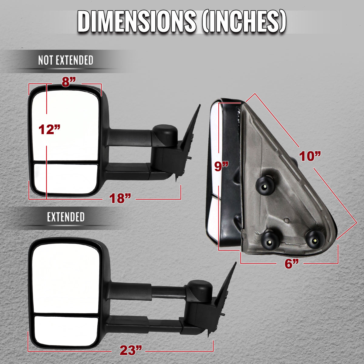 1999-2007 Chevrolet Silverado / Tahoe / Suburban / GMC Sierra / Yukon XL Black  Manual Adjustable & Extendable Black Cover Towing Mirrors
