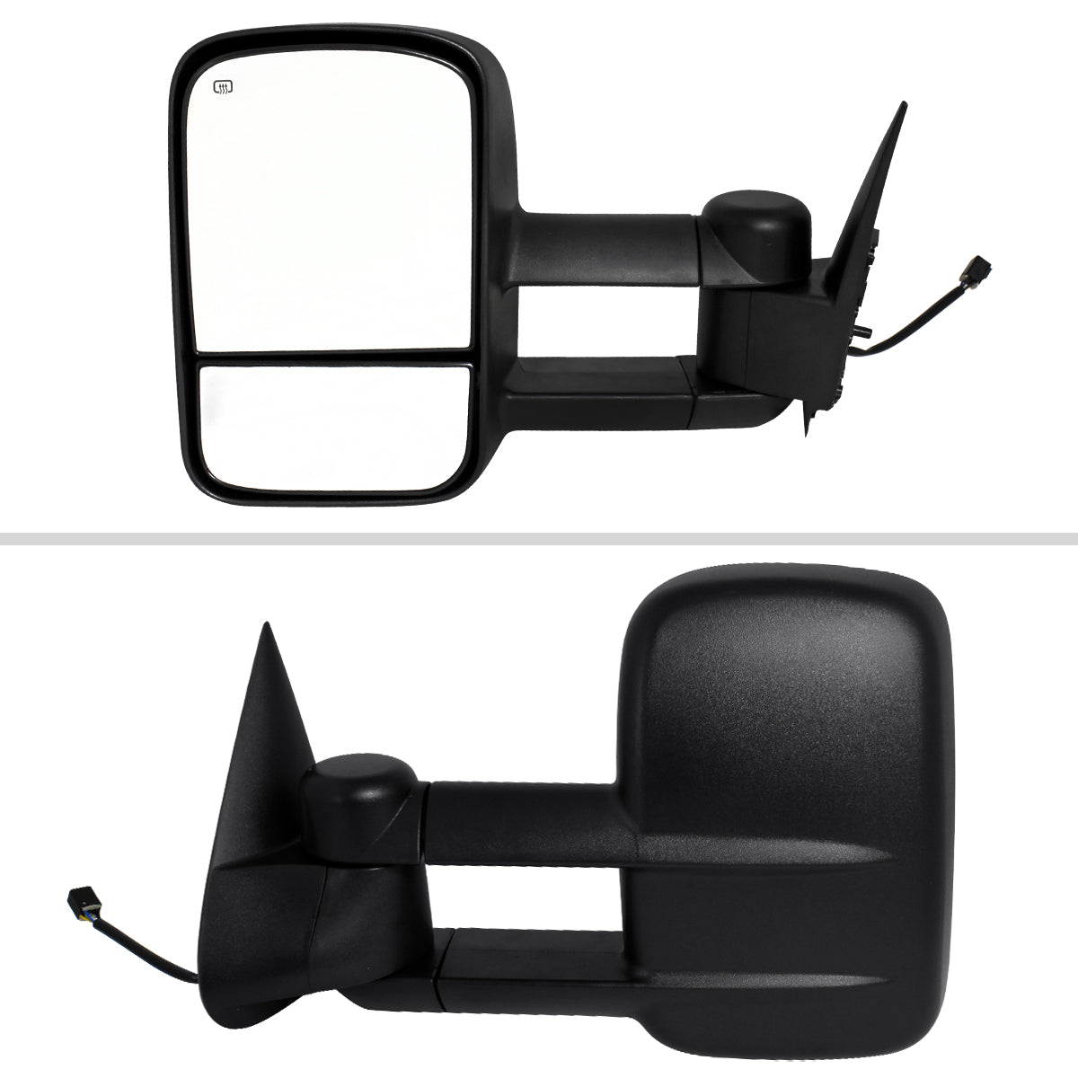 1999-2002 Chevrolet Silverado / Tahoe / Suburban / GMC Sierra / Yukon XL Black Power Ajdustable Heated Manual Extendable Towing Mirrors