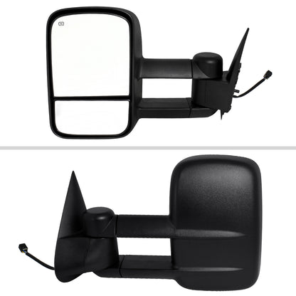 1999-2002 Chevrolet Silverado / Tahoe / Suburban / GMC Sierra / Yukon XL Black Power Ajdustable Heated Manual Extendable Towing Mirrors