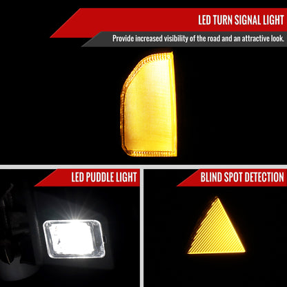 2016-2022 Nissan Titan Power Adjustable, BSM, & Manually Extendable Chrome Towing Mirrors with Clear Lens LED Turn Signal & Puddle Lights