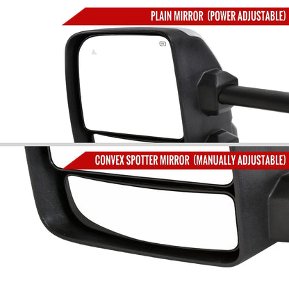 2016-2022 Nissan Titan Power Adjustable, BSM, & Manually Extendable Chrome Towing Mirrors with Clear Lens LED Turn Signal & Puddle Lights